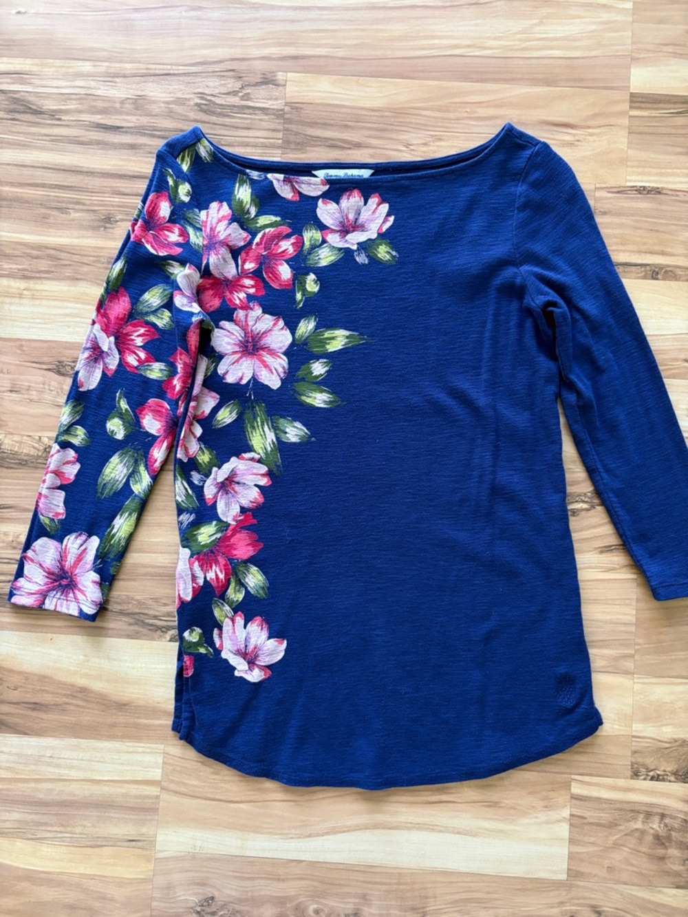 Tommy Bahama Navy Floral Boatneck Long-Sleeve Tee